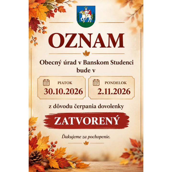 Oznam o čerpaní dovolenky 