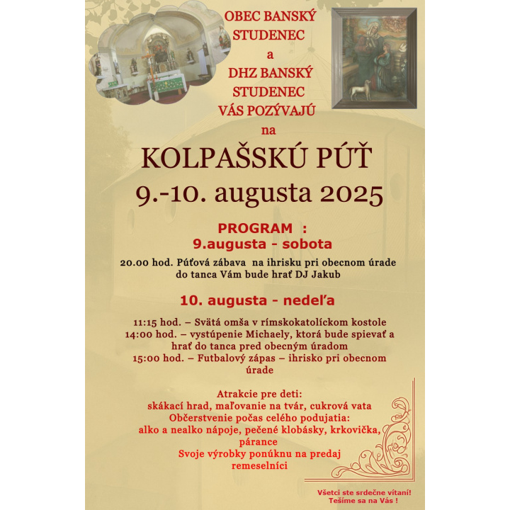 Program Kolpašskej púte 9.-10. augusta 2025